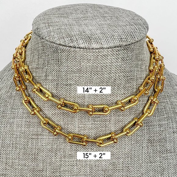 Thick Gold Chain Choker Necklace for Women Gold Plated Choker Chunky Choker - Picture 1 of 10